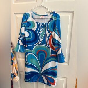 Parisou Blue and Green Striped dress sz S